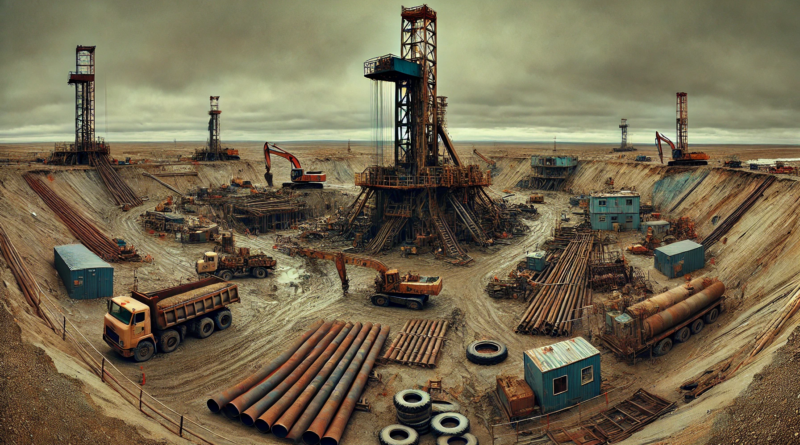 ChatGPT generated panoramic image of an abandoned Enhanced Geothermal System (EGS) project site